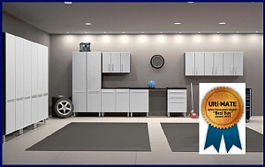 Garage Storage Systems Cabinets Slatwall Flooring Ulti Mate Starfire White Mdf Cabinets
