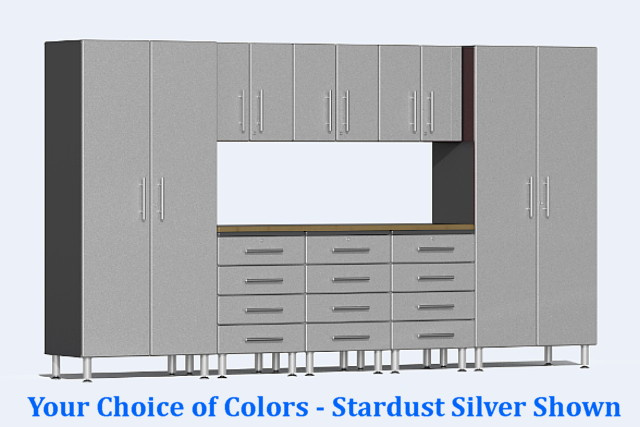 Ulti-MATE 2.0 Series UG22092X - 12' Wide 9-Piece Garage Cabinet Kit with Bamboo Worktop - Usually Sh